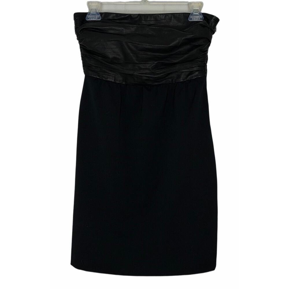 Theory Amandie Leather Wool Blend Women’s Strapless Y2k Mini Dress Sz 4